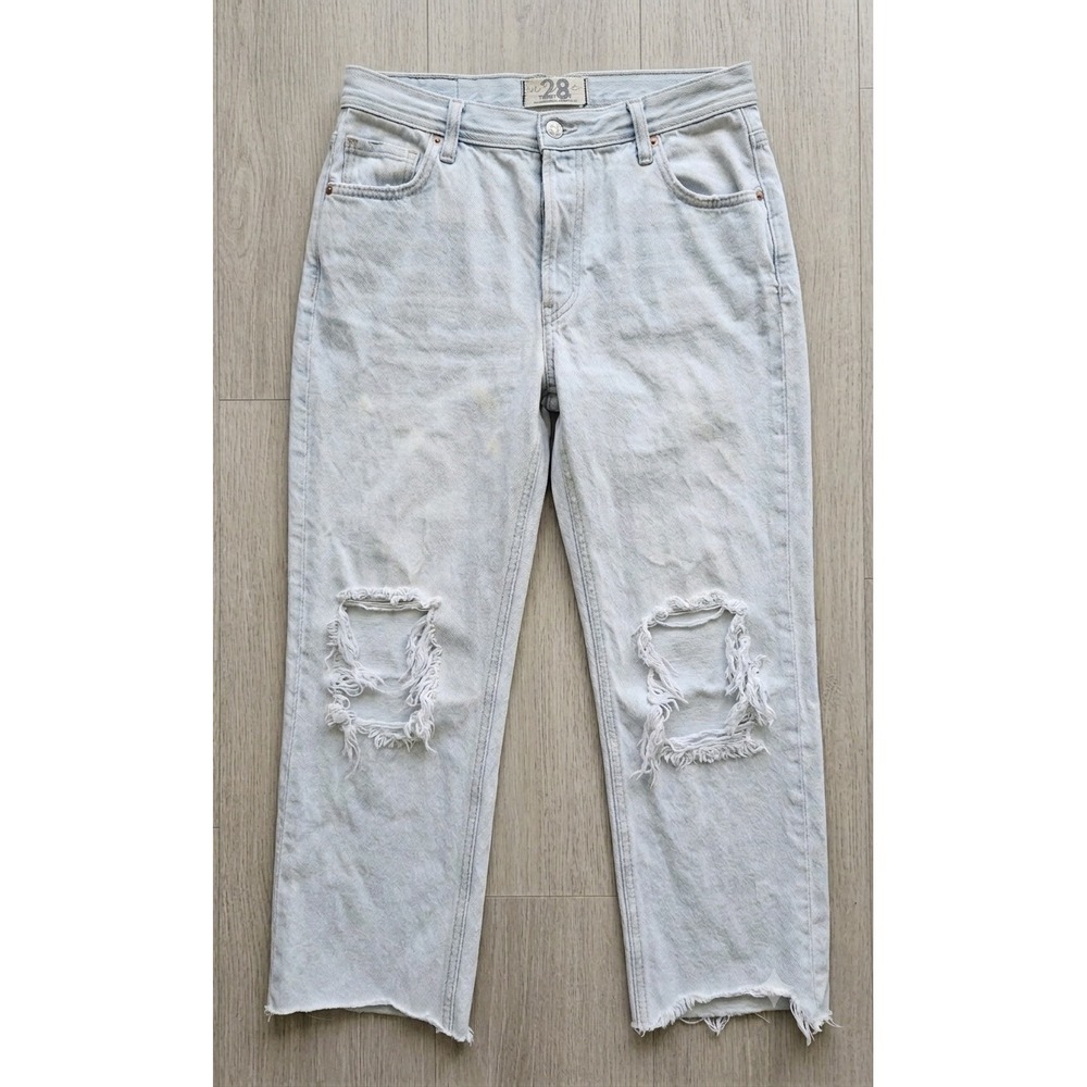 We The Free Jeans Womens 28 Light Wash Distressed Raw Hem‎ Cotton Skater Blue